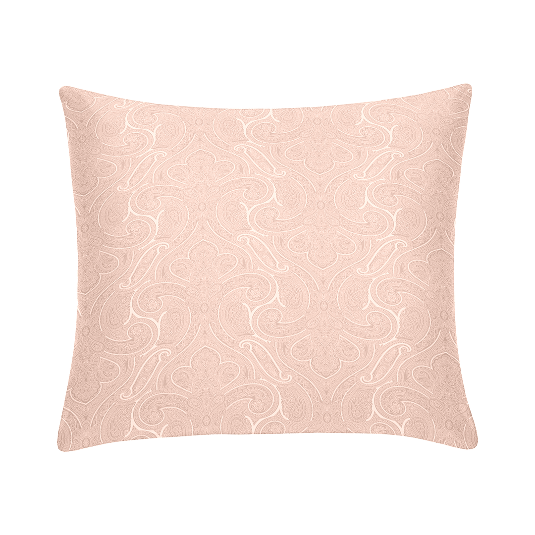 pastel pink cushion with paisley