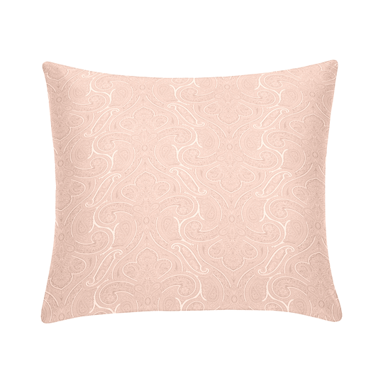 pastel pink cushion with paisley